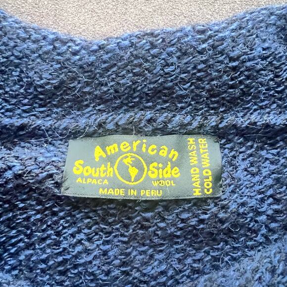 Lobster Alpaca Sweater Made In Peru American Southside Navy Blue Medium-Large - Picture 4 of 9
